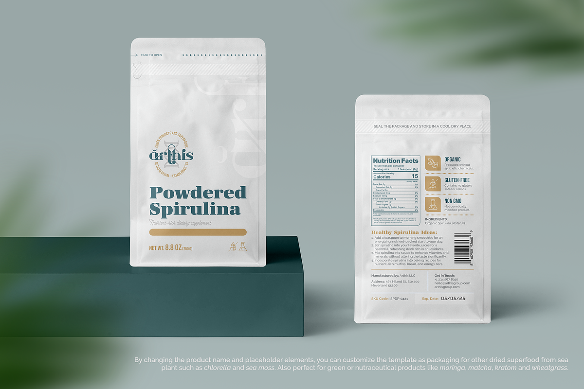 Arthis Spirulina Packaging Templates, a Marketing Template by fisihsani (Photo 3 of 8)