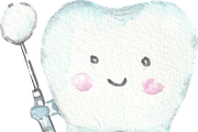 Cute tooth watercolor clipart, a Background Graphic by GoodFairyClipArt (Thumbnail 3 of 3)