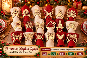 Christmas Napkin Rings Laser Cut SVG