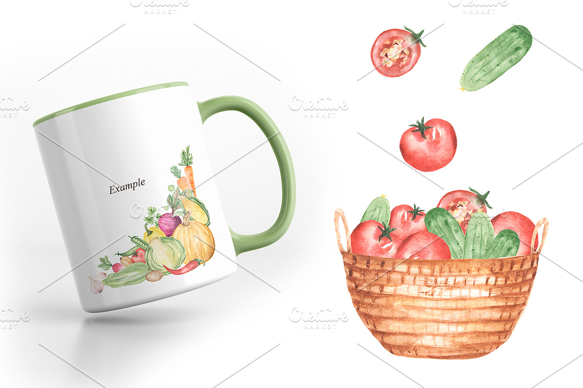 Watercolor Vegetables Collection, a Food Illustration by MayaNavits (Photo 6 of 12)