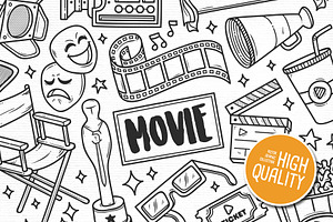 Movie Cinema Doodle Vector