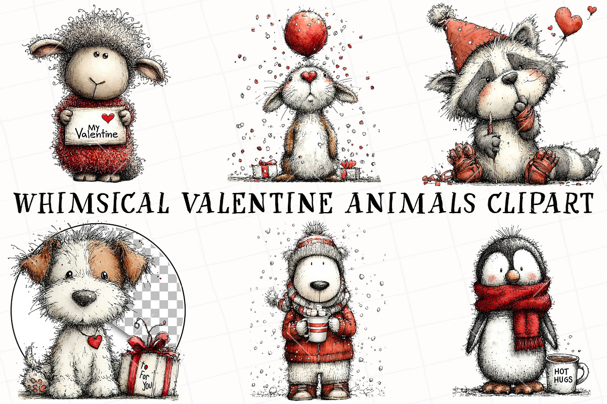 Whimsical Valentine Animals Clipart, an Illustration by OK Design (Photo 2 of 6)