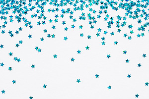 Blue falling stars glitter confetti