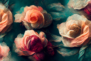 Pastel roses bouquet in baroque style. Vintage flower arrangemen, a Nature Photo by hitdelight