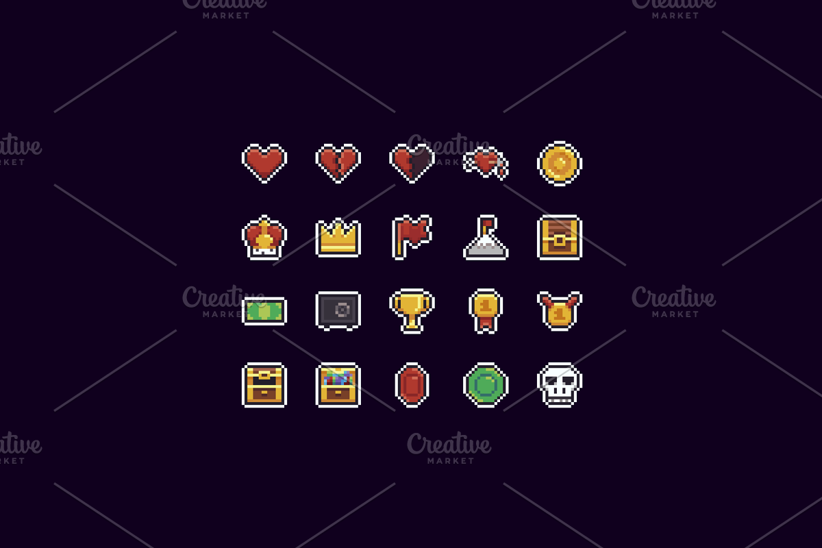 100 Pixel Icons, an Outline Icon by chewkotski (Photo 2 of 6)