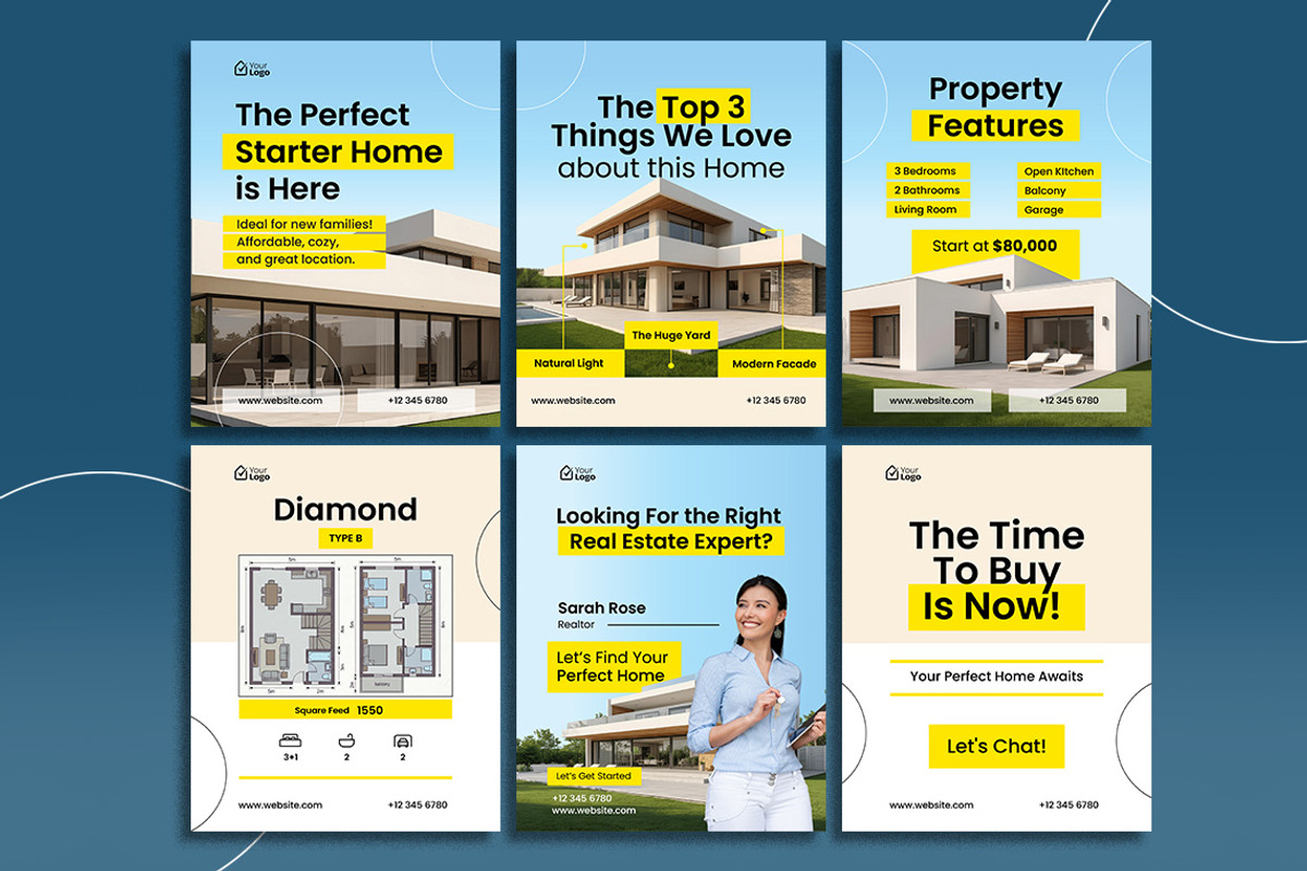 Real Estate SocialMedia Post + Canva, a Social Media Template by Jiwstudio (Photo 3 of 4)
