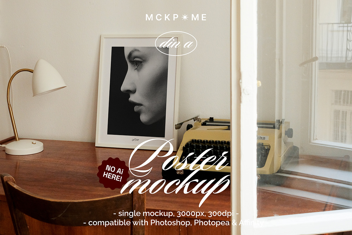 White poster frame interior mockup, a Merchandise Mockup by MCKP*ME (Photo 1 of 3)