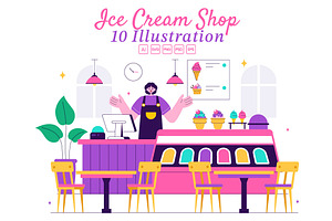 10 Ice Cream Store Illustration, a Food Illustration by denayunebgt