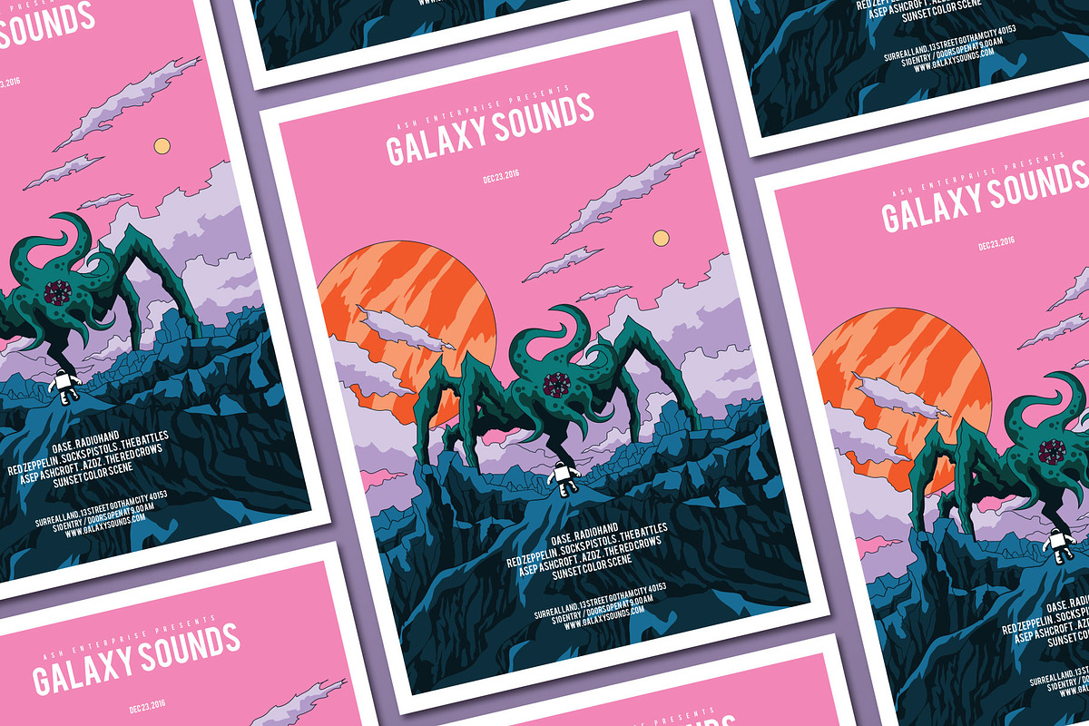Hand Drawn Space Horror Flyer, a Flyer Template by ashenterprise (Photo 2 of 2)