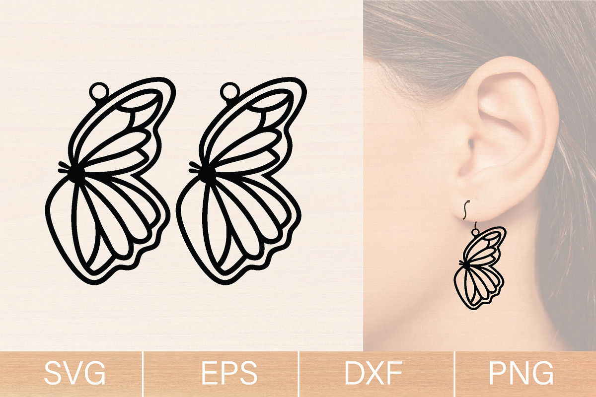 Butterfly Earrings Laser Cut Bundle, an Object Graphic by jannatulpakhi (Photo 2 of 8)