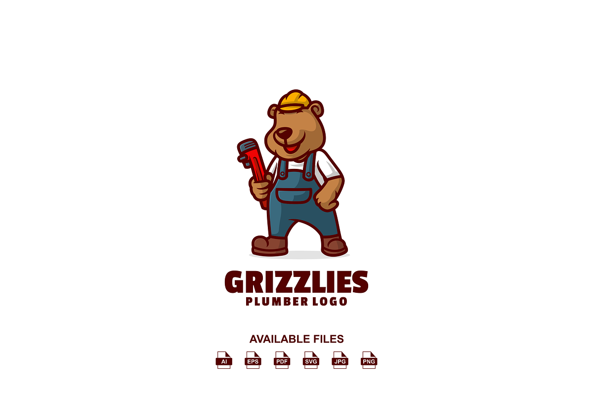 Bear Plumbing Mascot Logo, a Design Template by artchiles_design