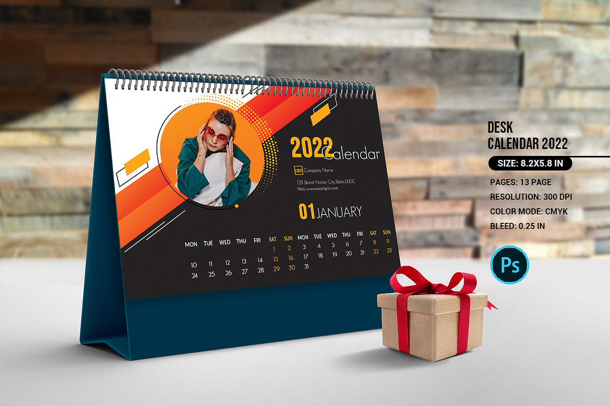 Desk Calendar 2022 V29, a Stationery Template by Template Shop (Photo 1 of 4)