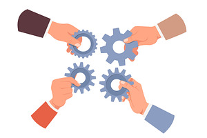 Hands with gears put mechanism, a Person Illustration by Vectorbuum