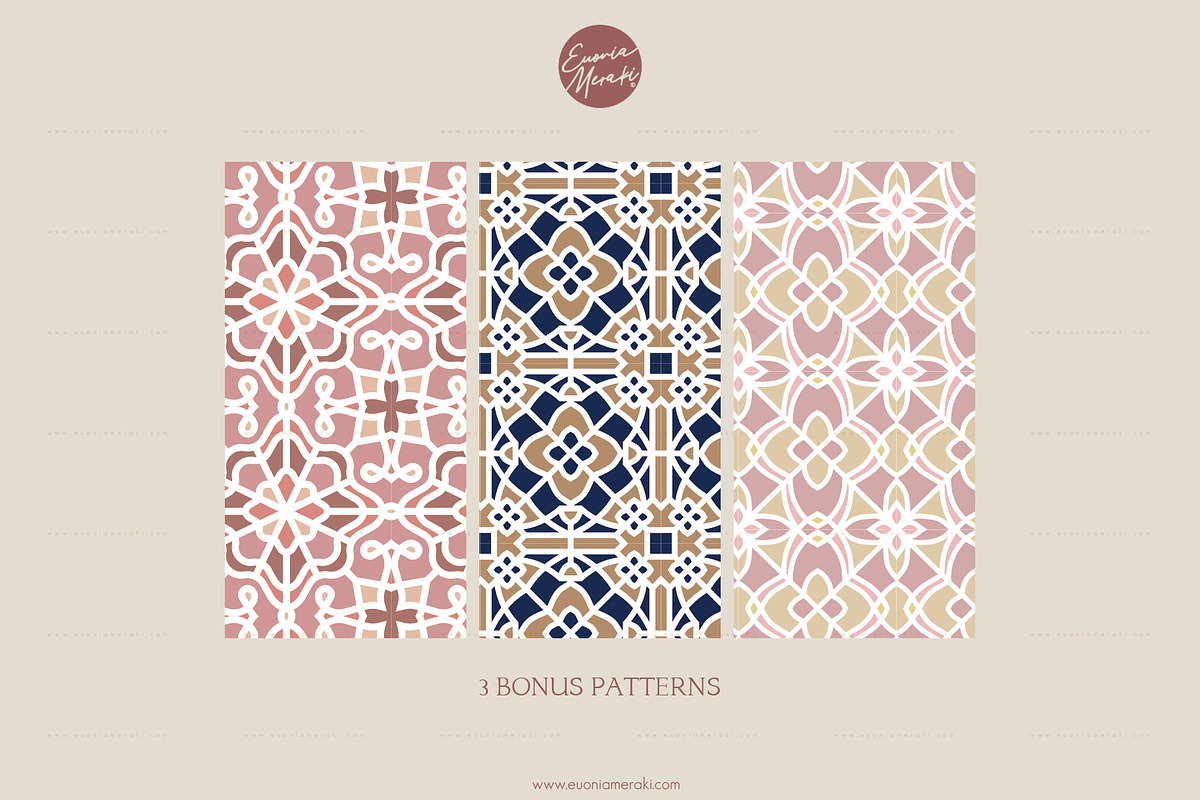 Moroccan Tiles Vintage Backgrounds, a Background Graphic by Euonia Meraki
