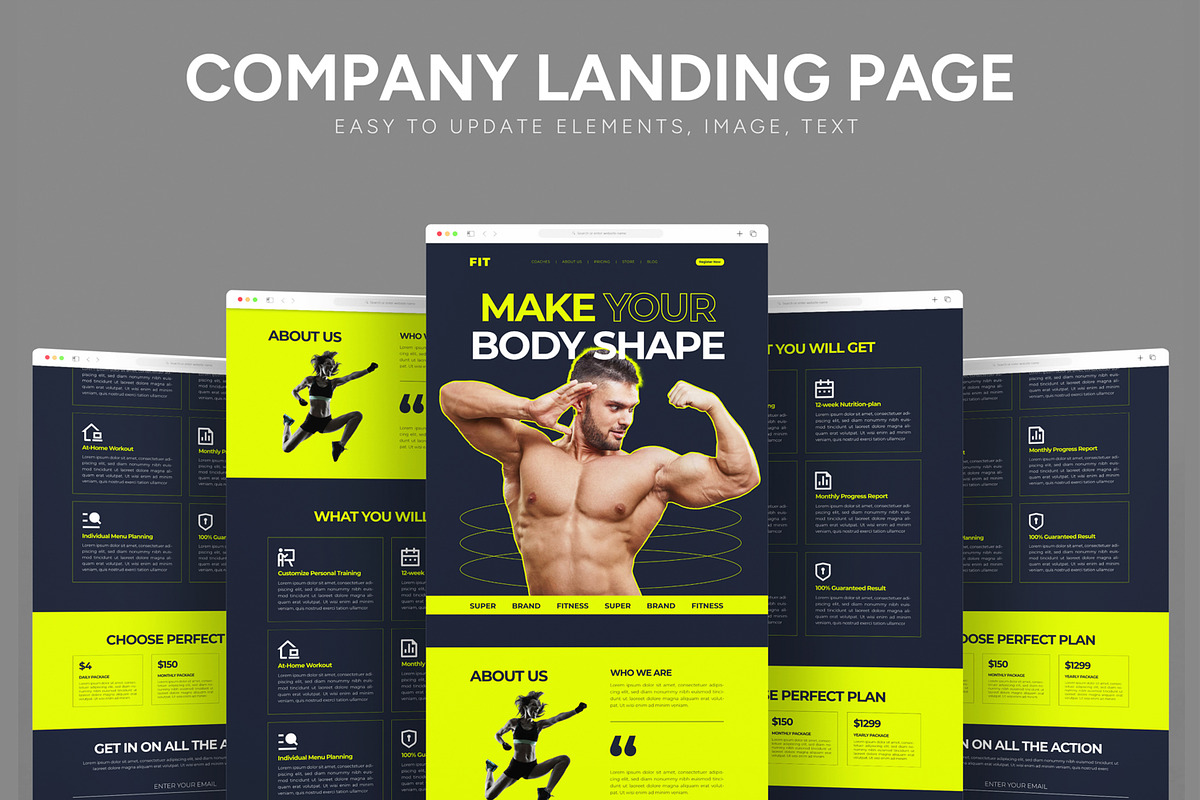 Fitness Website Landing Page, an UI Kit Template by CreativeShaper (Photo 1 of 6)