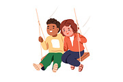Happy cute kids swinging set, a Person Illustration by Good Studio (Thumbnail 5 of 11)