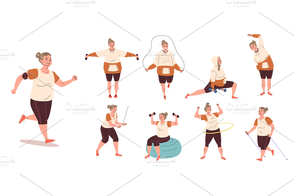 Elderly woman exercises. Senior, a Sport Illustration by Stock-Smart-Start