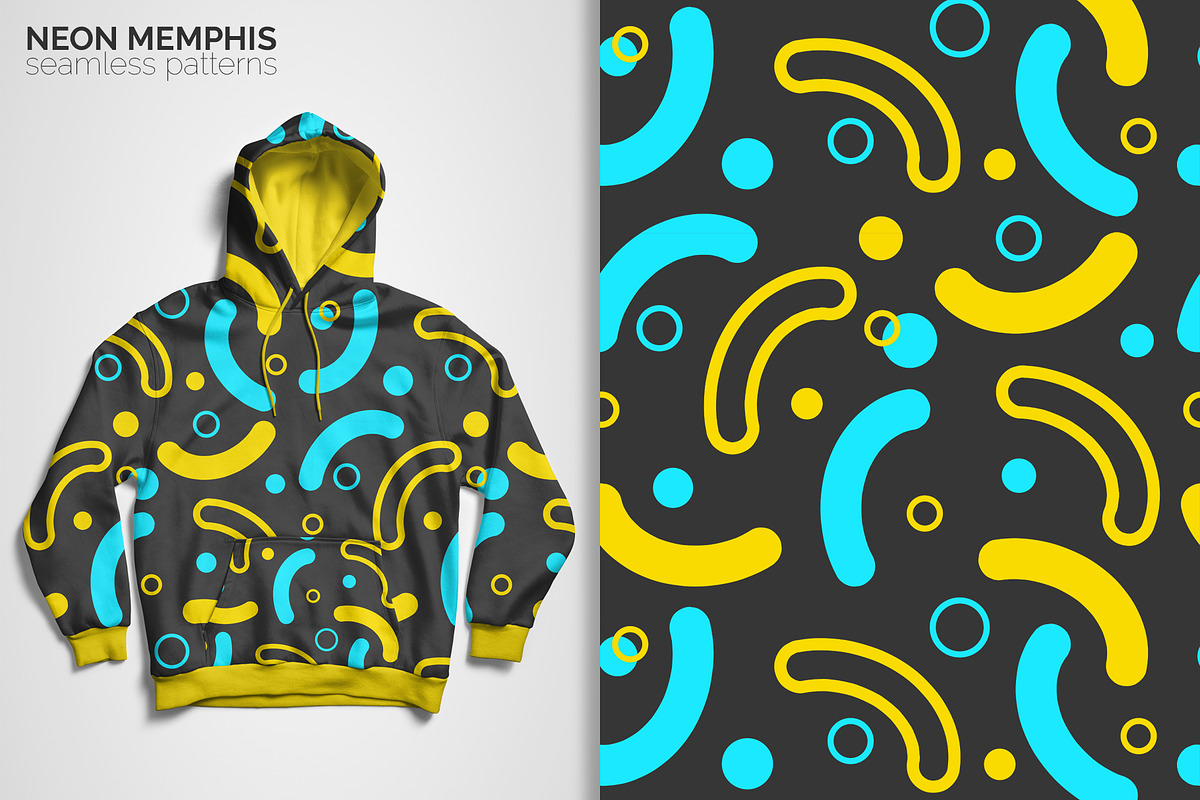 Neon Memphis Seamless Patterns, a Pattern Graphic by 3Y_Design (Photo 4 of 6)