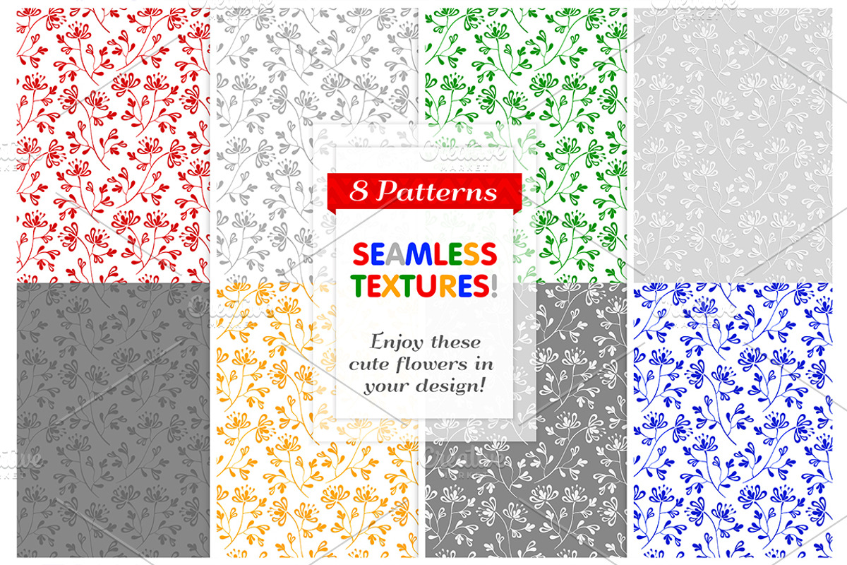 SET / 8 / Seamless flower Patterns, a Pattern Graphic by Nadin_Lebedeva (Photo 2 of 5)