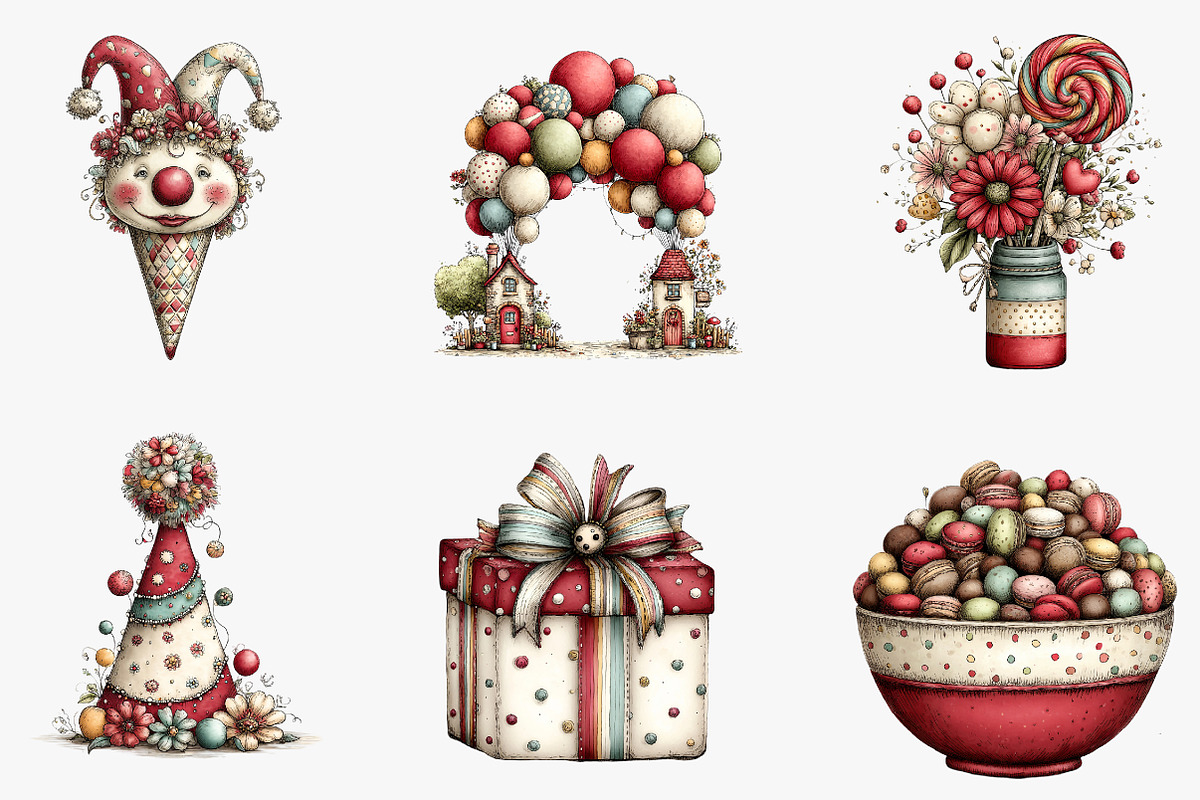 Whimsical Happy Birthday Clipart, an Illustration by CreationArt (Photo 7 of 7)