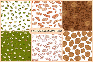 6 Nuts Seamless Patterns