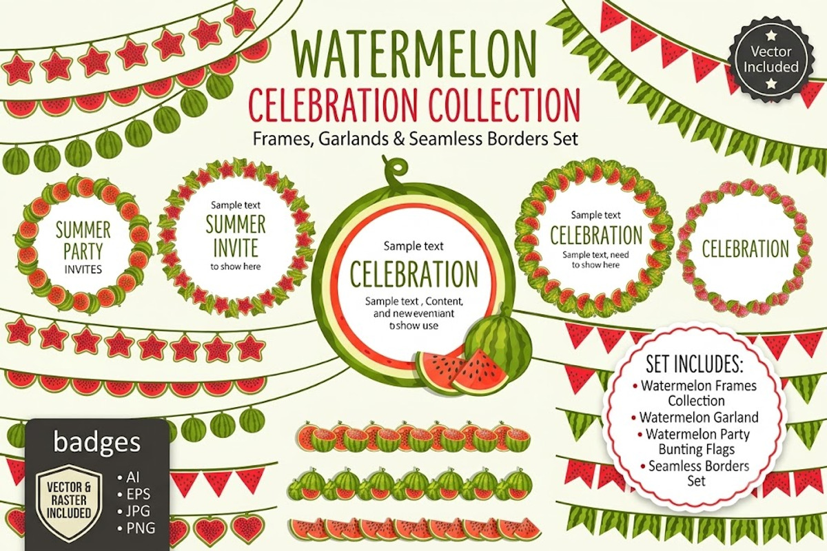 Watermelon–Frames,Garlands & Borders, a Pattern Graphic by BabySofja (Photo 1 of 3)