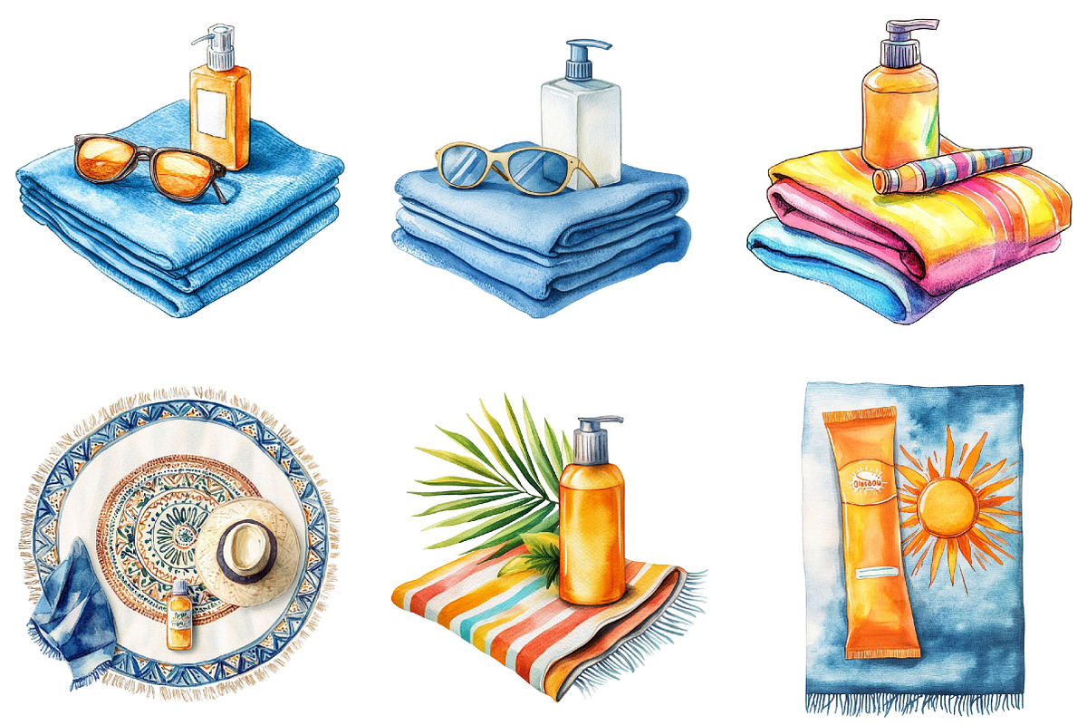 Poolside accessories Clipart Bundle, an Illustration by Pixels.Craft (Photo 6 of 8)
