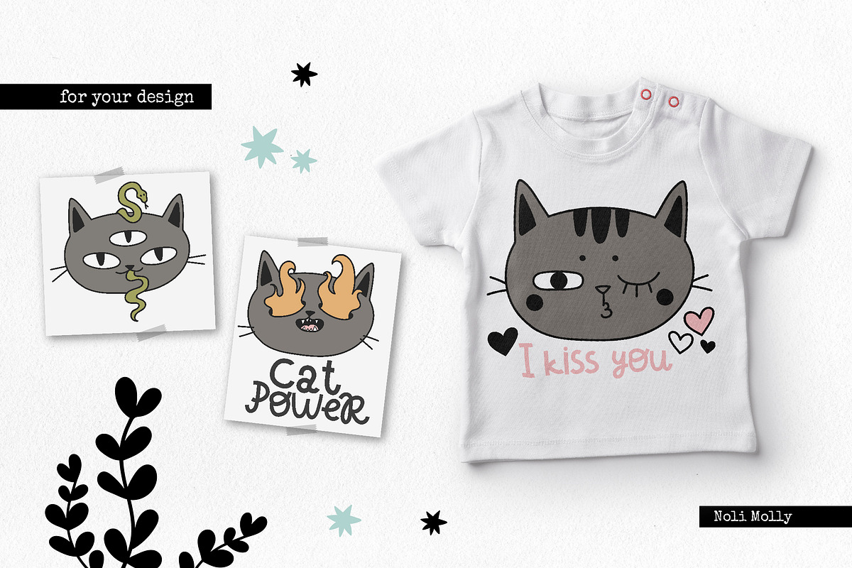 Cat comic. Funny set, an Animal Illustration by Noli Molly Store (Photo 3 of 6)