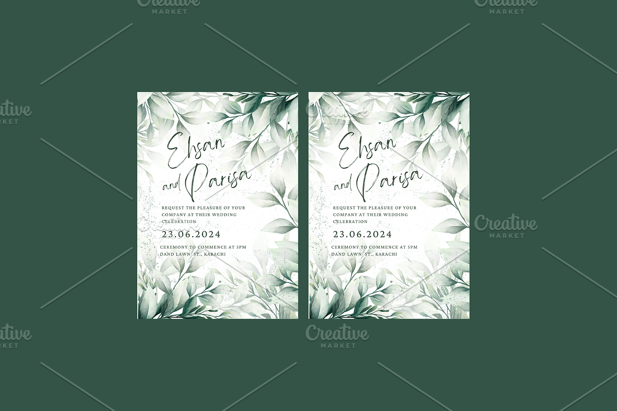 Greenery Wedding invite, an Invitation Template by Weddinginvitation by Fati