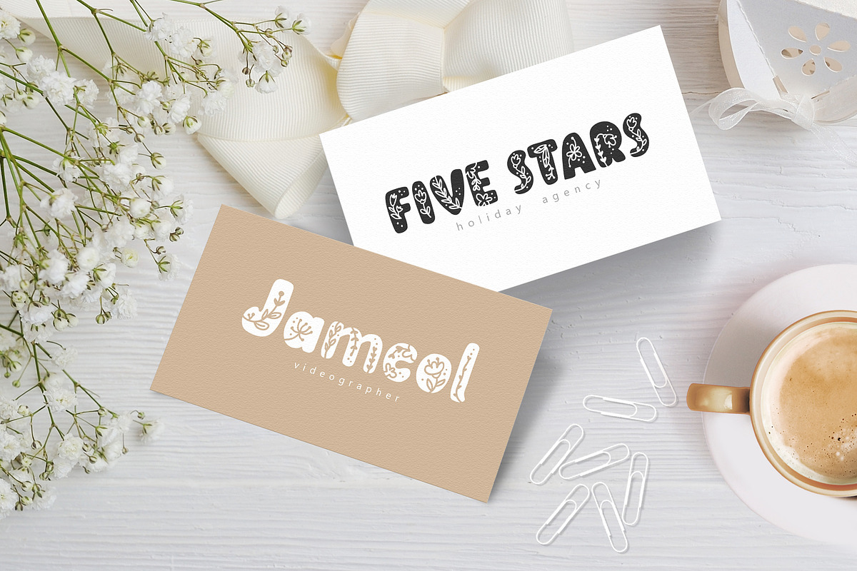 Flower Hand Drawn display Font, a Script Font by Happy Letters (Photo 7 of 10)