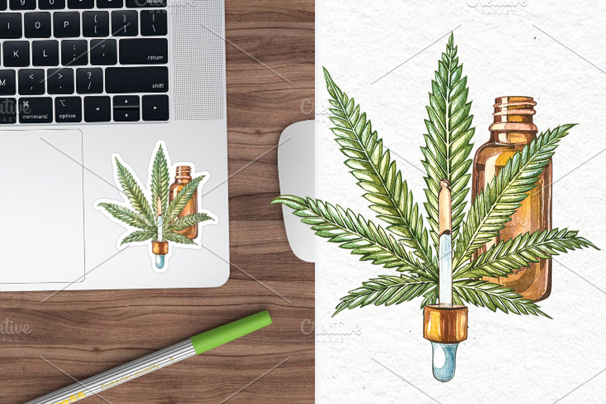 CBD Oil. Hemp illustration, a Food Illustration by Ann Astro (Photo 4 of 8)