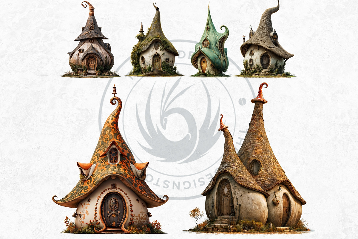 Fairy Tale Houses PNG Clipart Set V2, a Decorative Illustration by ThatsDesignArt (Photo 5 of 10)