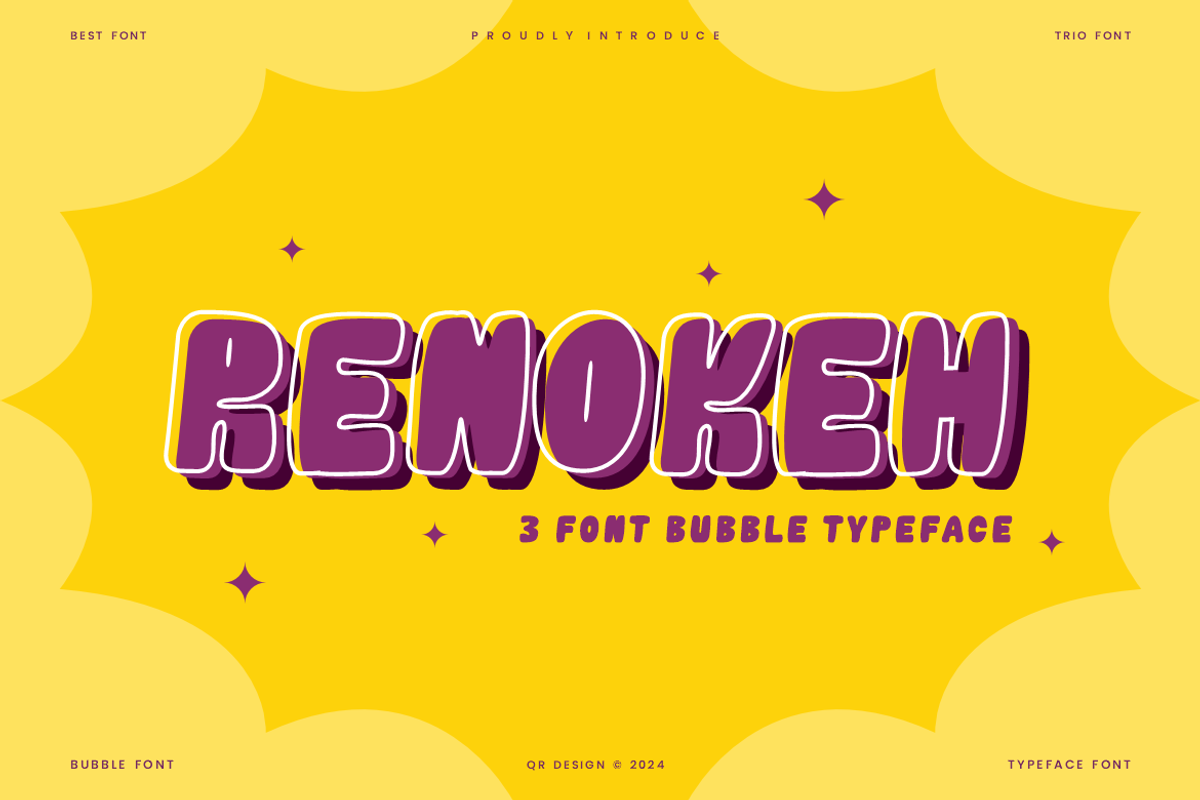 Renokeh - Bubble Font, a Sans Serif Font by QR Design Studio (Photo 1 of 8)