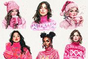 Chic Neon Pink Christmas Clipart, an Illustration by NadiaTheronArt (Thumbnail 3 of 6)