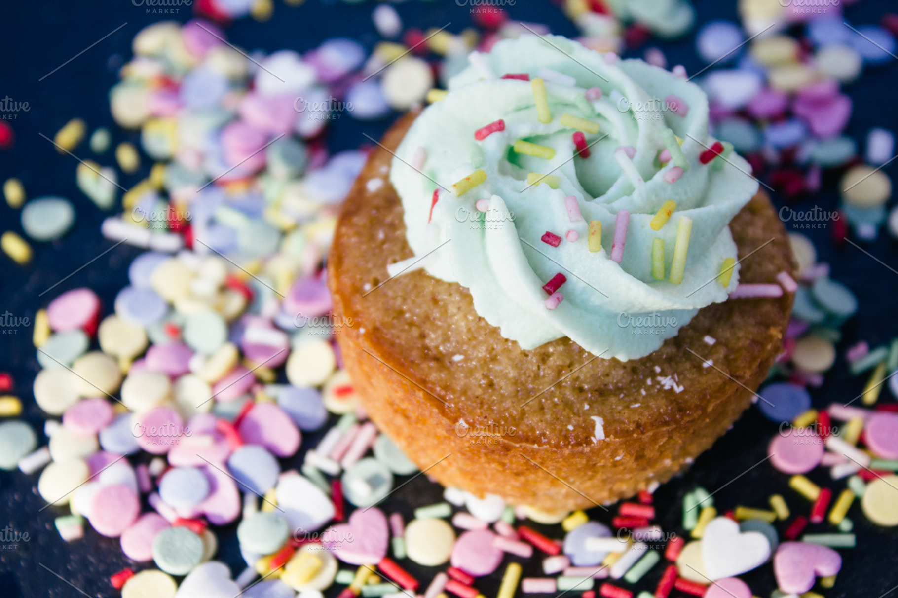 Cupcake with cream and sprinkles featuring bake, baked, and baker, a Food & Drink Photo by Am.Benitez Estudio