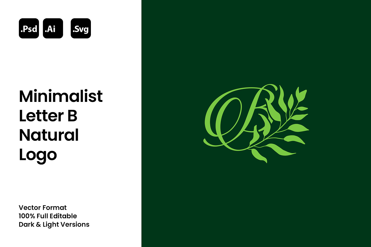 Minimalist Letter B Natural Logo, a Branding & Logo Template by Luxury Logos (Photo 1 of 4)