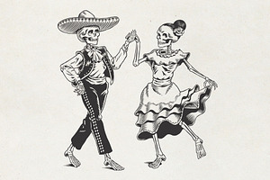 Couple of skeletons on Day of Dead, a Person Illustration by Ledokolua