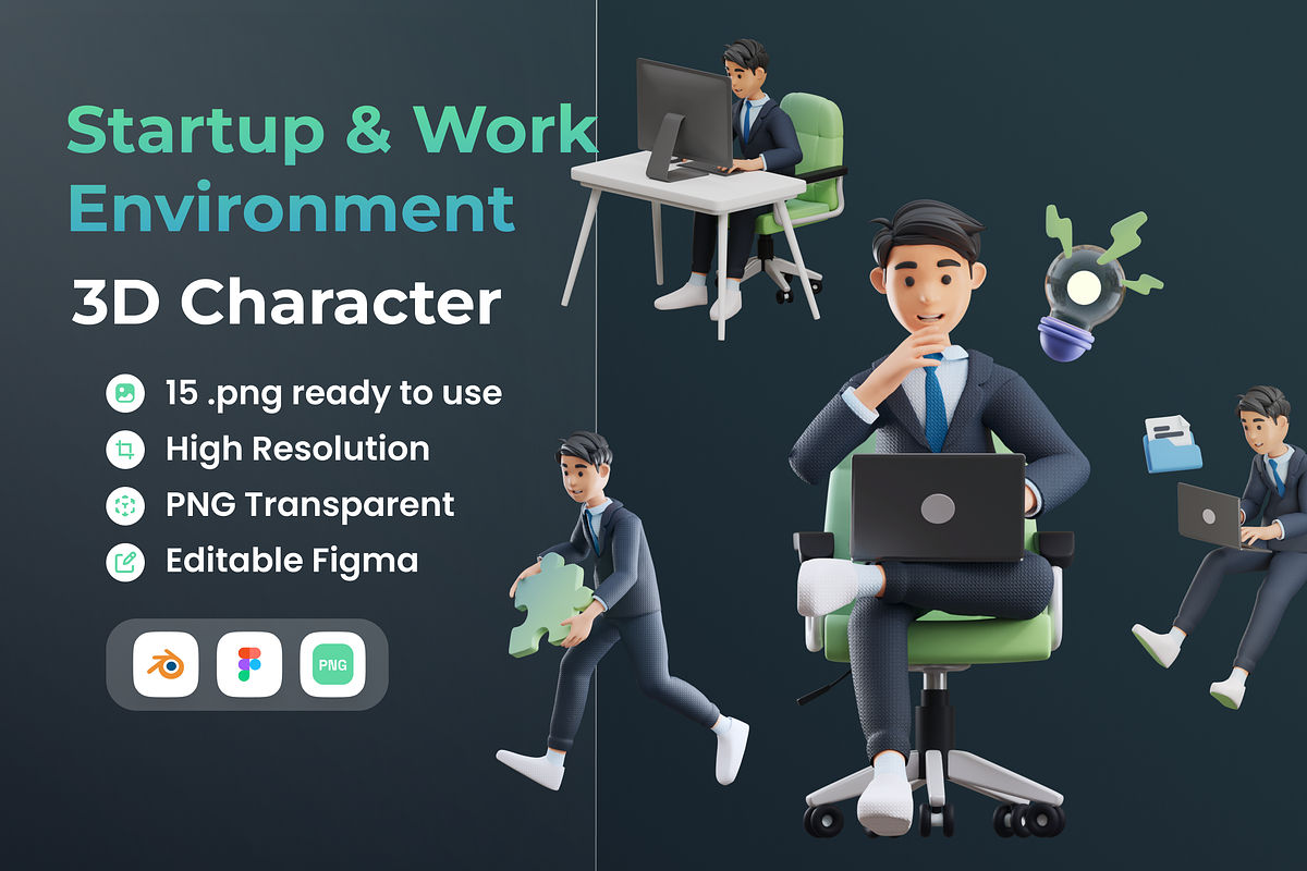 Startup & Work 3D Illustration, an Environmental 3D Model by Vektora Studio (Photo 1 of 2)