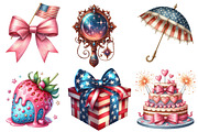 Coquette 4th of July Clipart, an Illustration by Watercolor design (Thumbnail 2 of 4)