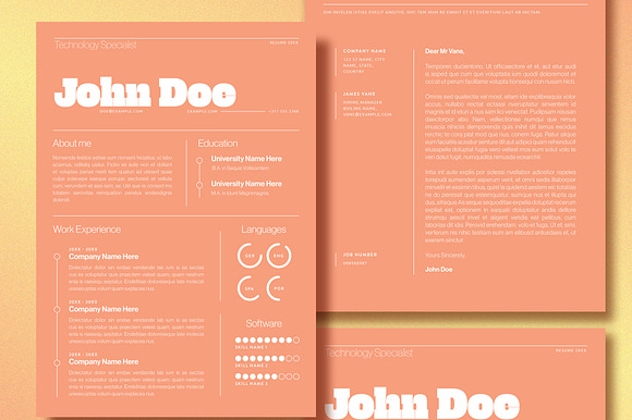 Orange Resume Layout Bold Typography preview 2