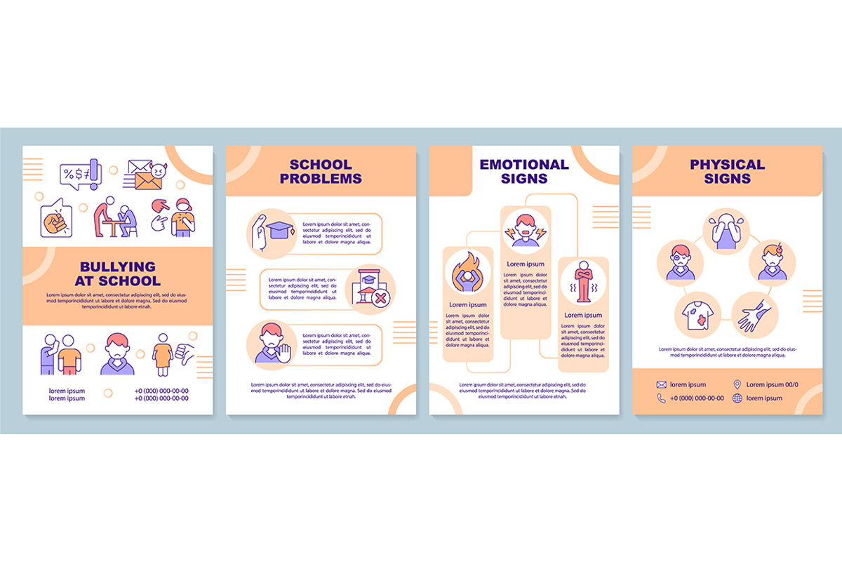 Bullying at school orange brochure, a Brochure Template by IMG Visuals