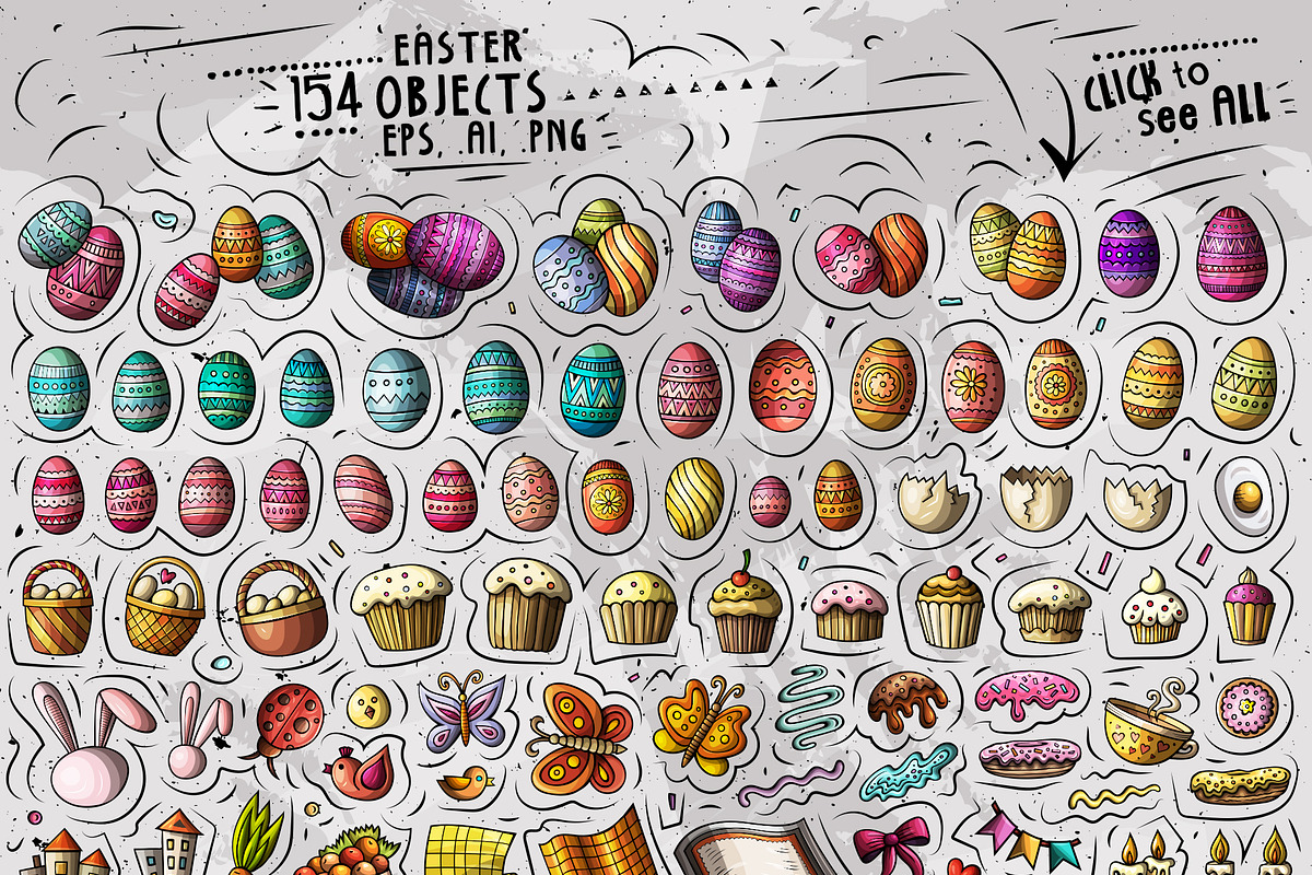 Easter Cartoon Objects Set, an Object Graphic by BALABOLKA (Photo 2 of 4)