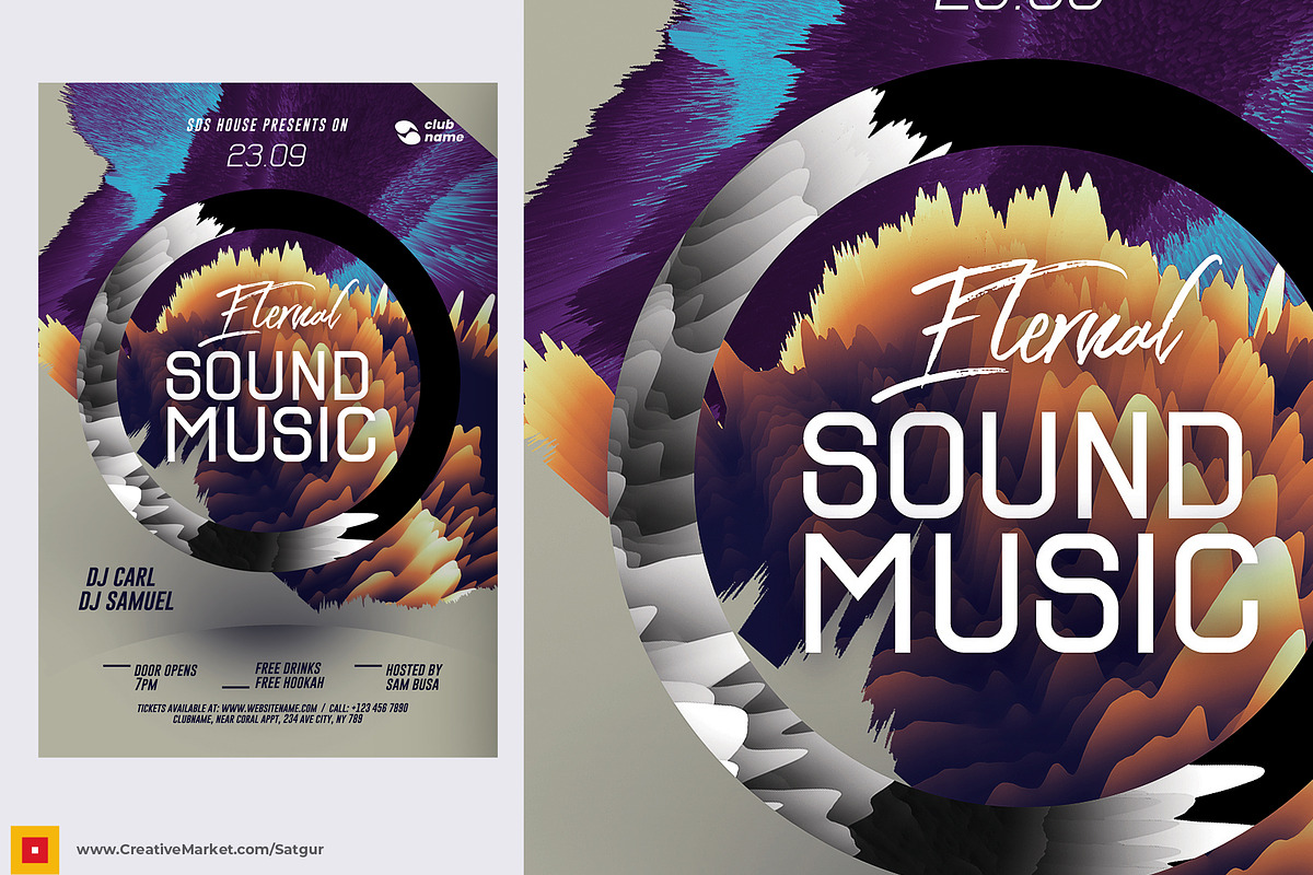 3 Abstract NightClub Party Flyers, a Flyer Template by Satgur Graphic Design (Photo 5 of 9)