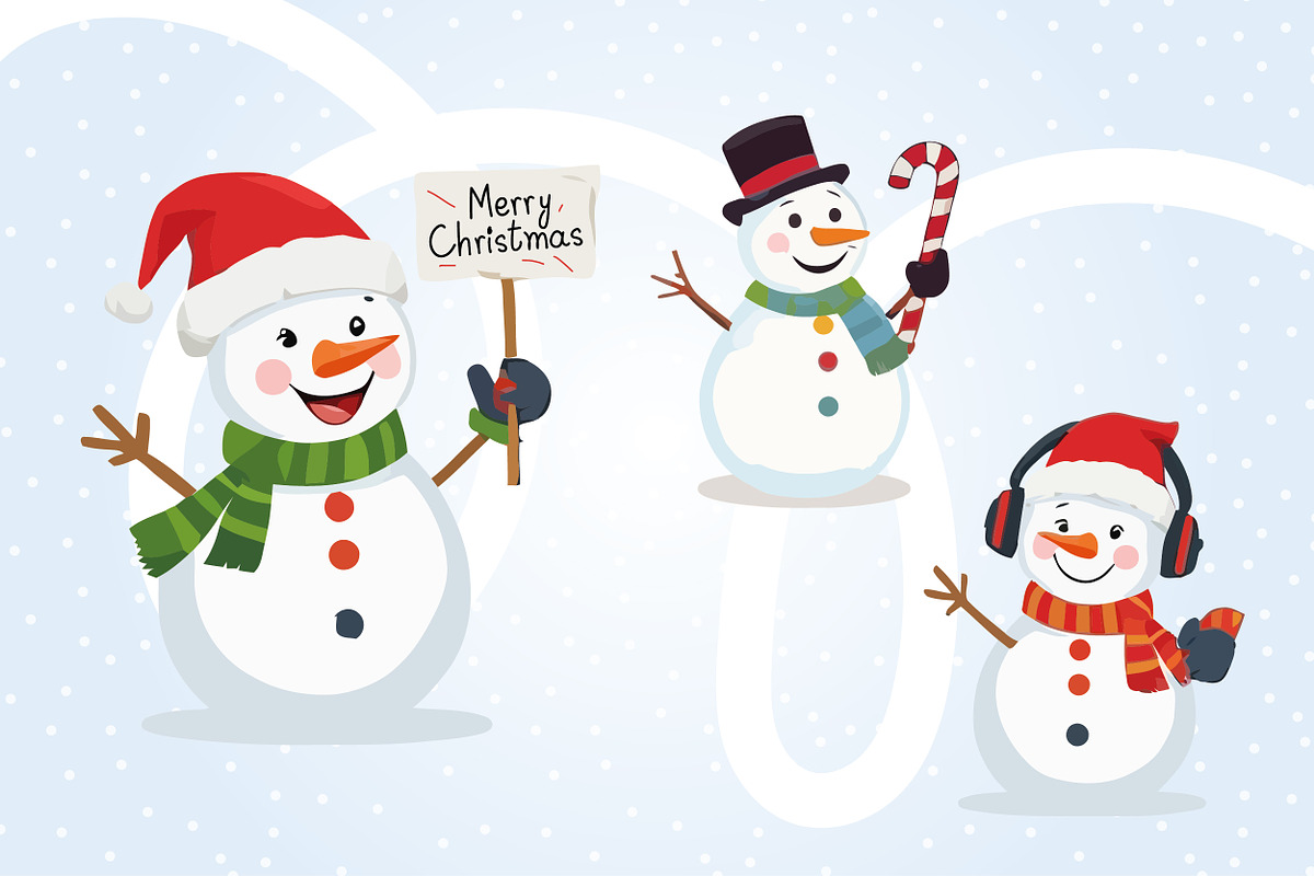 Christmas Snowman Vector Bundle, a Seasonal Illustration by rix_designs (Photo 3 of 5)