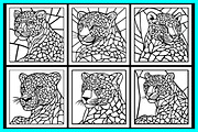 Stained Glass Leopard Coloring Pages, an Animal Illustration by protabsorkar11 (Thumbnail 2 of 6)