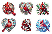 Stained Glass Cardinal Bird Clipart, a Seasonal Illustration by DreamArtGraphic (Thumbnail 3 of 3)