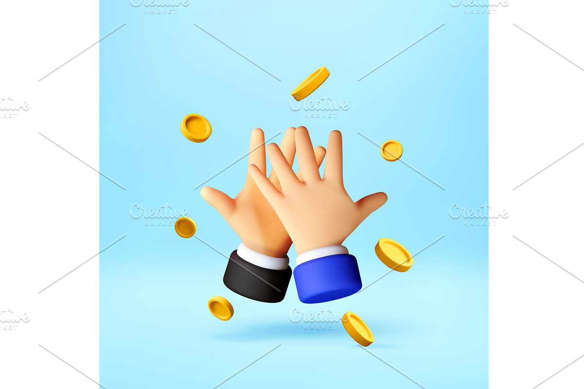 3D Business people giving high five, a Finance Illustration by Abscent