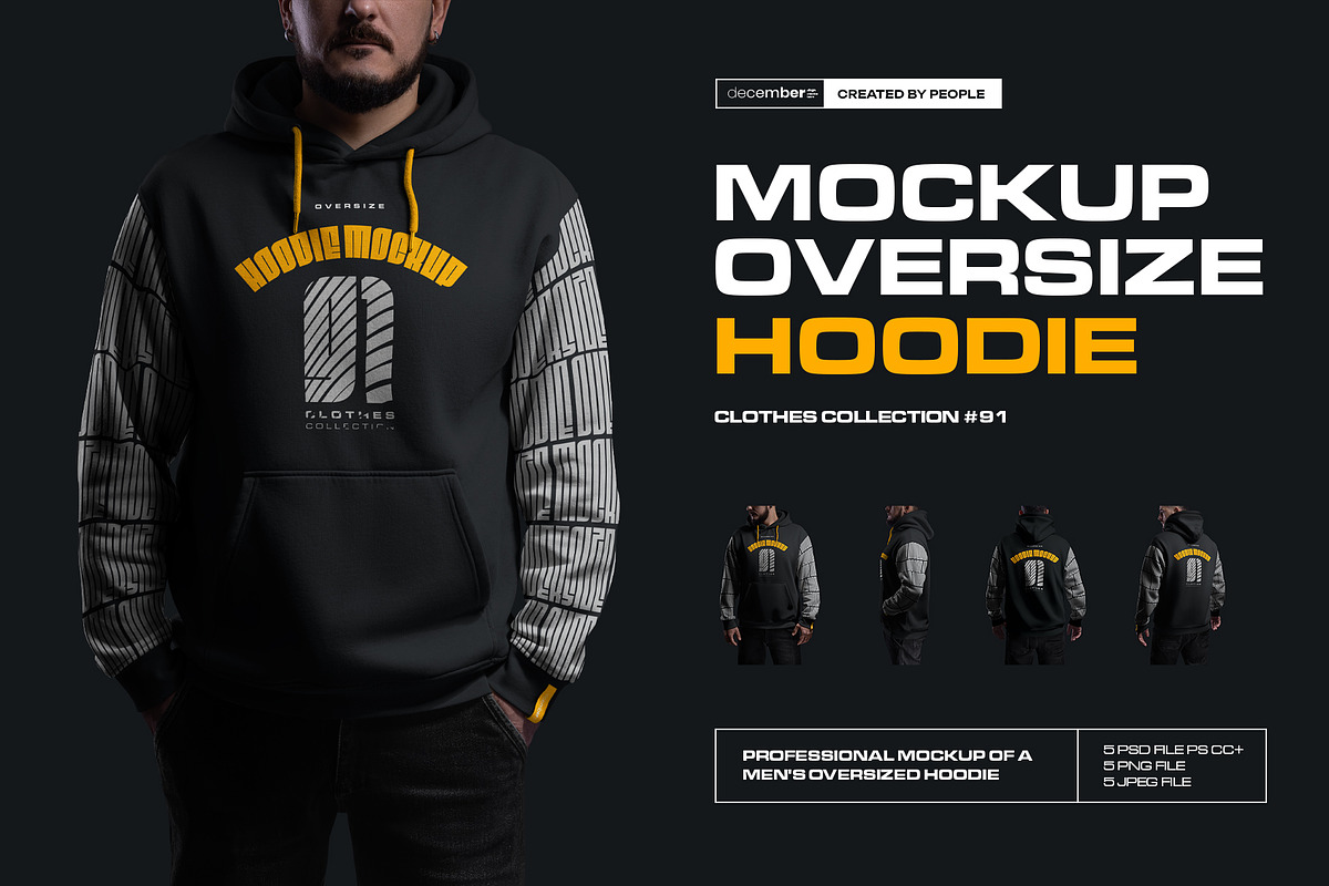 5 Mockups Oversize Hoodie, a Hoody Mockup by Grow Design Craft Studio (Photo 1 of 8)