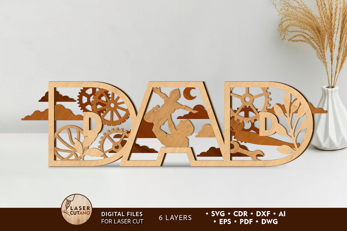 DAD Multilayer Laser Cut Template, a Templates & Theme by LaserCutano (Photo 1 of 9)