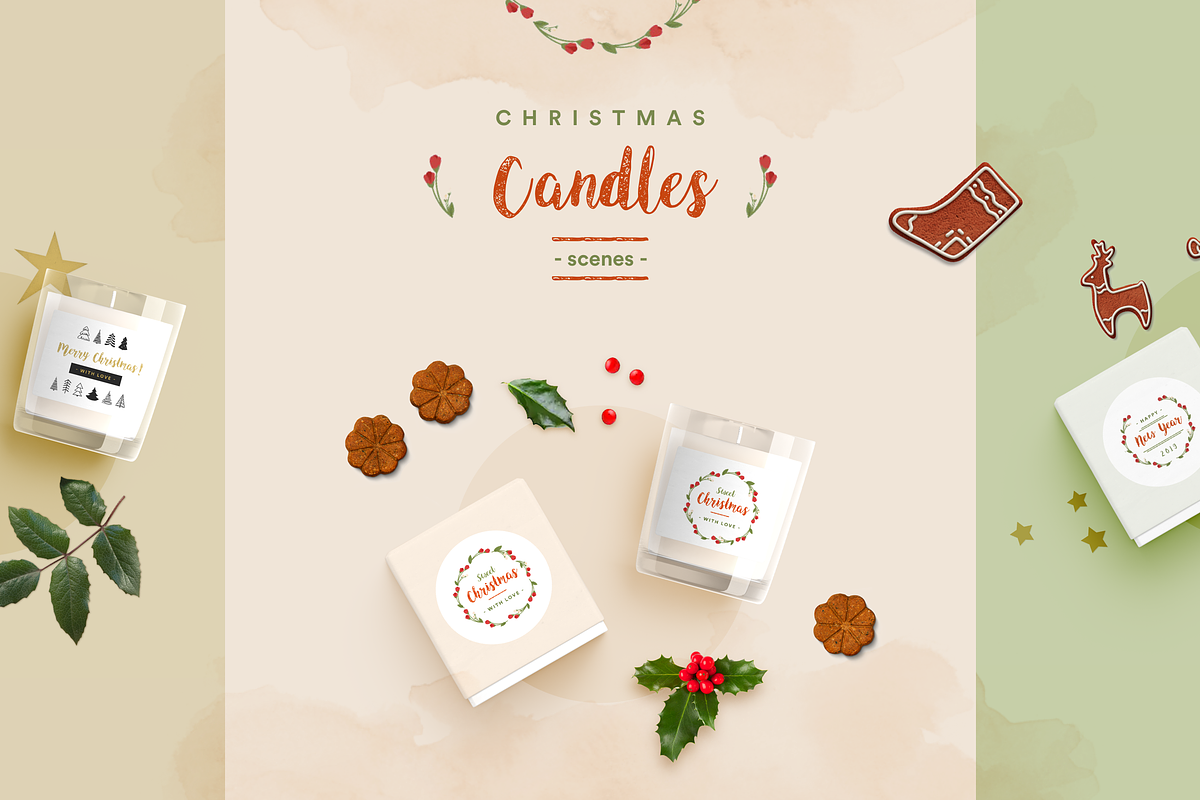 Christmas Candle Scene Creator, a Packaging Mockup by SHOOM HOUSE (Photo 1 of 10)